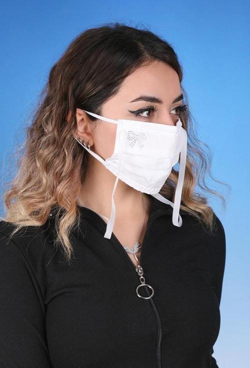 Gümüş İyonlu Boyundan Askılı Yıkanabilir Taşlı Maske K-4