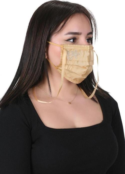 Gümüş İyonlu Boyundan Askılı Yıkanabilir Taşlı Maske K-5
