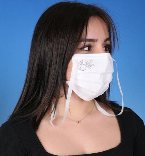 Gümüş İyonlu Boyundan Askılı Yıkanabilir Taşlı Maske K-5