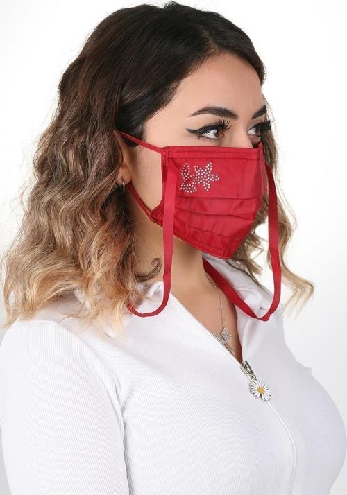 Gümüş İyonlu Boyundan Askılı Yıkanabilir Taşlı Maske K-5