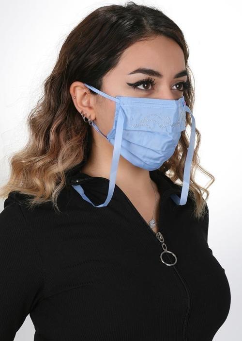 Gümüş İyonlu Boyundan Askılı Yıkanabilir Taşlı Maske T-1