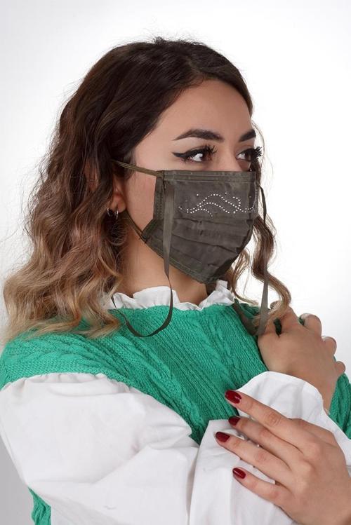 Gümüş İyonlu Boyundan Askılı Yıkanabilir Taşlı Maske T-1
