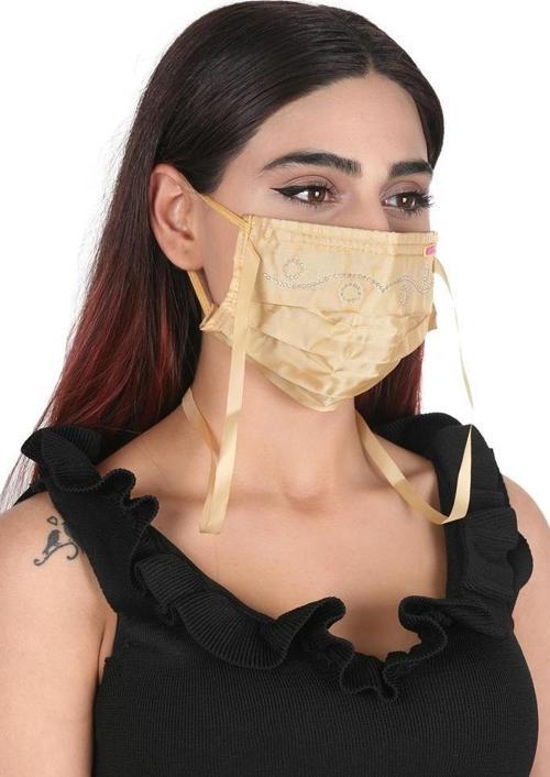 Gümüş İyonlu Boyundan Askılı Yıkanabilir Taşlı Maske T-3