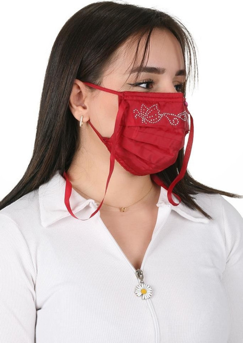 Gümüş İyonlu Boyundan Askılı Yıkanabilir Taşlı Maske T-5