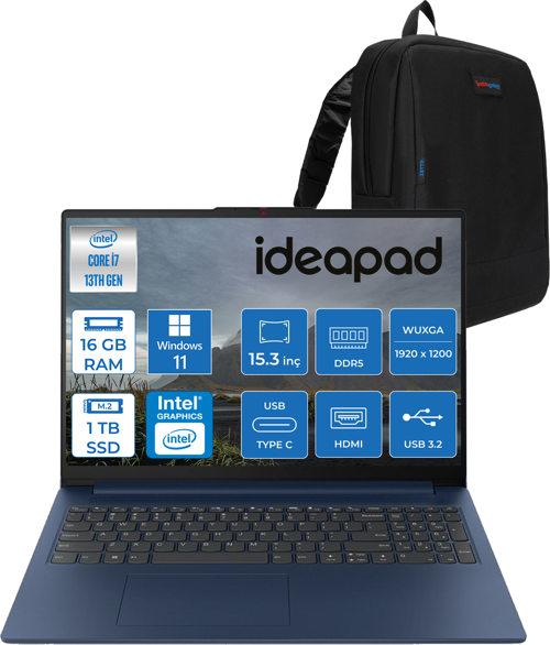 Ideapad Slim 3 15IRH10 Intel Core I7 13620H 16GB 1tb SSD Windows 11 Pro 15.3" Wuxga (1920X1200) IPS 300NITS Taşınabilir Bilgisayar 83K10060TRP02 + Zetta Çanta