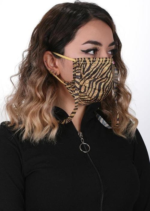 Gümüş İyonlu Boyundan Askılı Yıkanabilir Zebra Desenli Maske