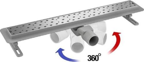 360° Dönerli Lineer Süzgeç - Yan Çıkışlı - Paslanmaz Krom - Seramik Uyumlu