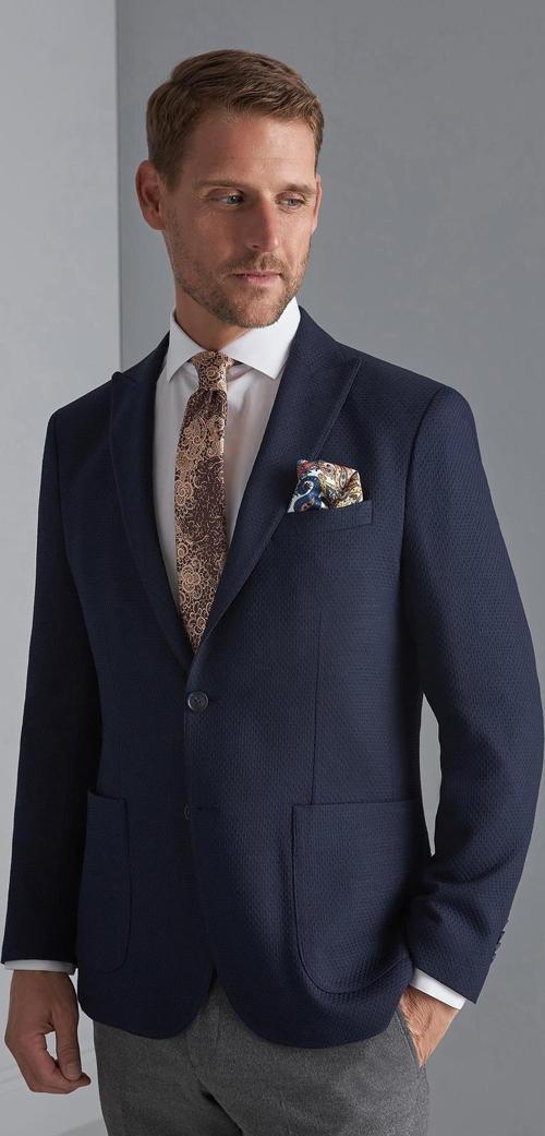 Erkek Lacivert Slim Fit / Dar Kalıp Sivri Yaka Ceket