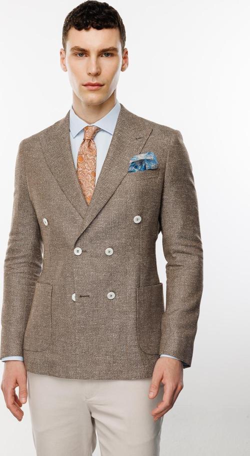 Erkek Kahve Slim Fit / Dar Kalıp Geniş Kırlangıç Ceket