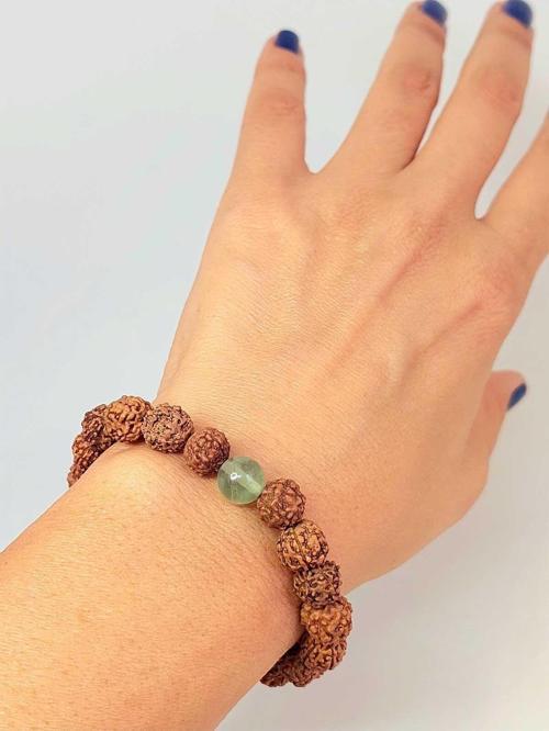 Florit Taşlı Rudraksha Tohum Unisex Bileklik 8mm