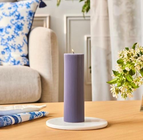 Striped Tırtıklı Sütun Mum 20 cm Antrasit