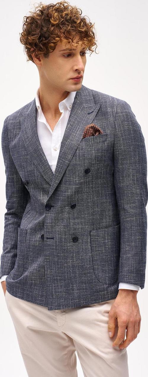 Erkek Lacivert Slim Fit / Dar Kalıp Geniş Kırlangıç Ceket