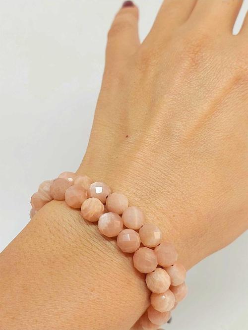 Güneş Taşı Faset Kesim 8mm Unisex İkili Bileklik (42530)