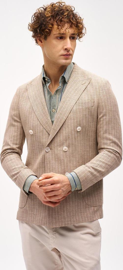 Erkek Bej Slim Fit / Dar Kalıp Geniş Kırlangıç Ceket