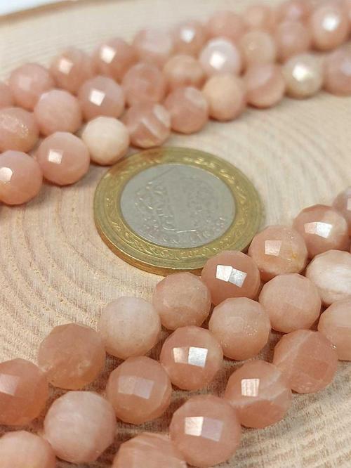 Güneş Taşı Faset Kesim YARIM Dizi 8mm (18cm uzunluğundadır) (42530)