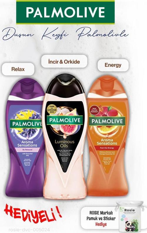 3'lü Duş Jeli İncir 250 ml, Feel the energy 500 ml, Relax 500 ml, ROSIE hediye