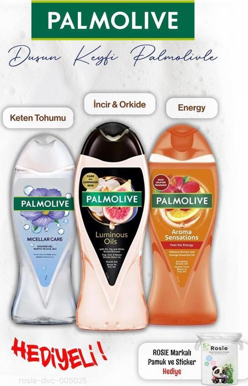 3'lü Duş Jeli Keten Tohumu 500 ml, İncir 250 ml, Energy 500 ml, ROSIE hediye