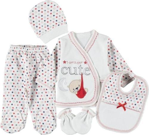 Mdrandy Penye Cute Ayıcık Nakışlı 5'Li Zıbın Seti