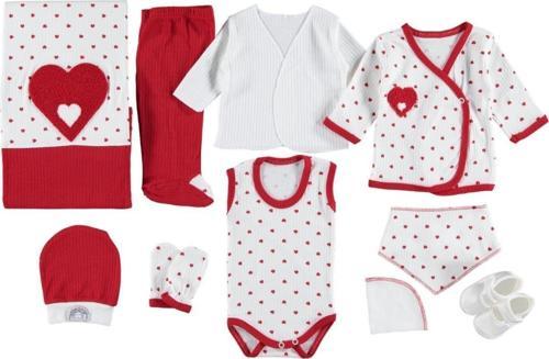 Mdrandy Kalp Baskılı Nakışlı 10'Lu Zıbın Set Hastane Çıkışı