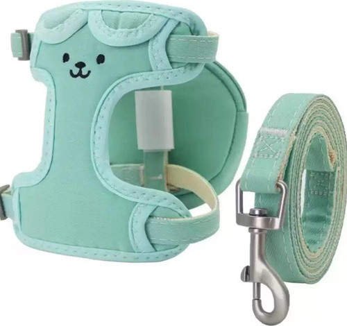 Turkuaz Renk Ayıcık Çantalı Bel Göğüs Ayarlanabilir Kedi/Köpek Tasma