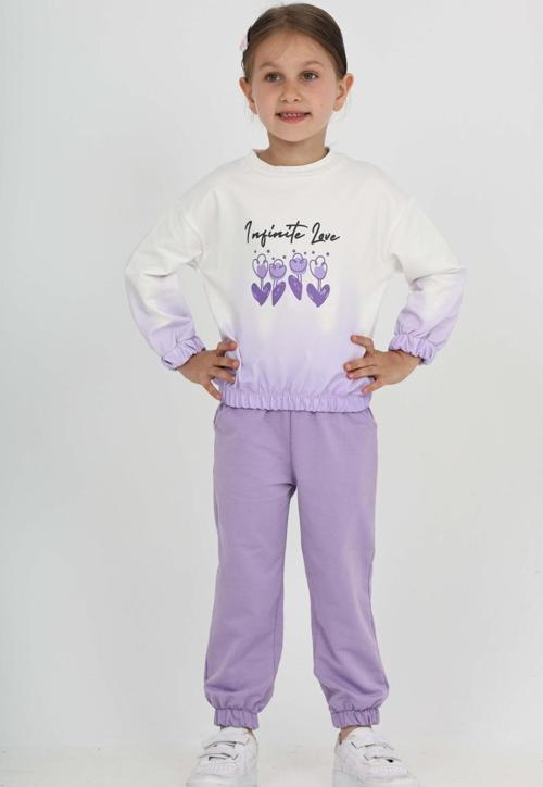 Toontoy Kız Çocuk Tram Geçişli Çiçek Baskılı Eşofman Takım