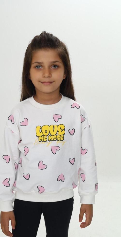 Toontoy Kız Çocuk Love Kalp Baskılı Sweatshirt