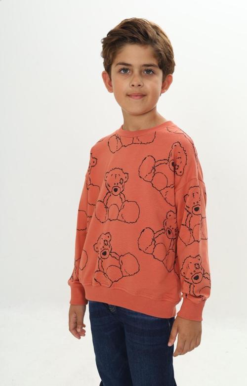 Toontoy Erkek Çocuk Komple Ayı Baskılı Sweatshirt
