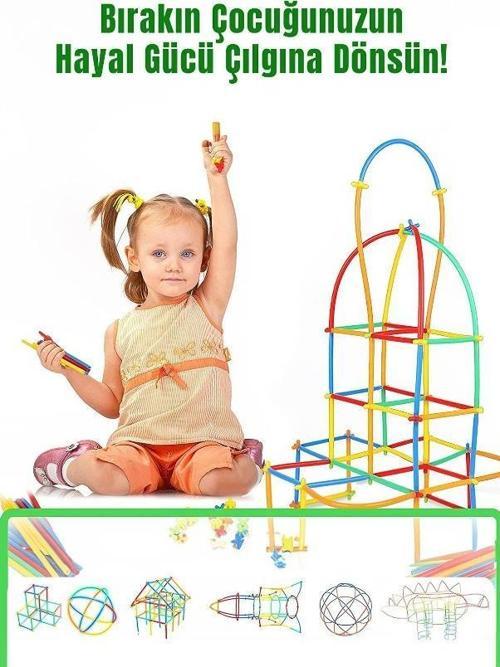 Kutulu Bambu Çubuklar (16 cm) 300 Parça (180 Parça Çubuk 120 Parça Birleştirici )