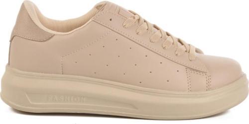 Ekru Bağcıklı Kadın Sneaker 156 G