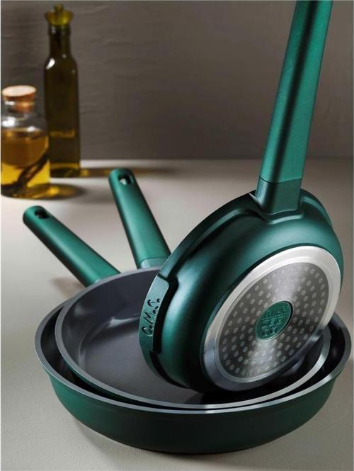 15016 Döküm Seramik 3 Parça Tava Seti Yeşil (20-24-28 cm)