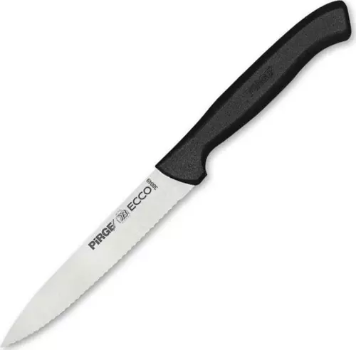 Pirge 38049 Ecco Tırtıklı Sebze, Et, Biftek Steak Bıçağı 12 cm - Siyah