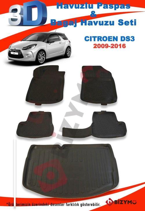 DS3 2009-2016 3D Havuzlu Paspas Takımı ve Bagaj Havuzu Bizymo