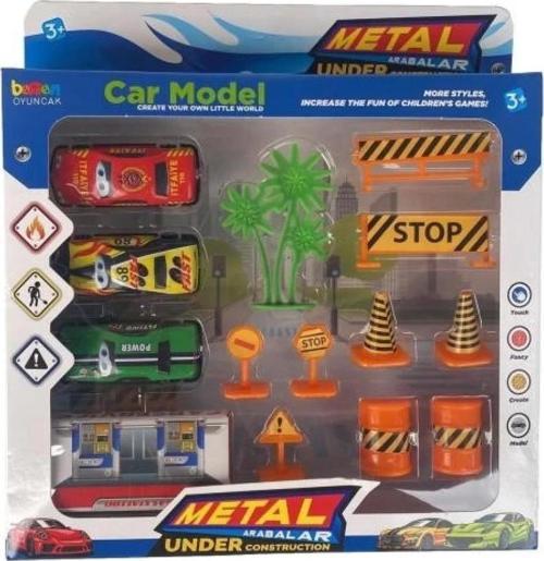 Garaj Araba Seti - Metal Arabalar ve Trafik Aksesuarları ile Birlikte Garaj Seti