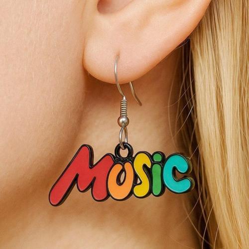 Music Yazısı Şekilli Mineli Kadın Küpe Çift Adet El Yapımı Küpe