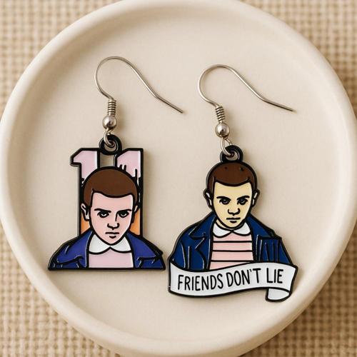 Stranger Things Eleven Karakteri Şekilli Mineli Kadın Küpe Çift Adet El Yapımı Küpe