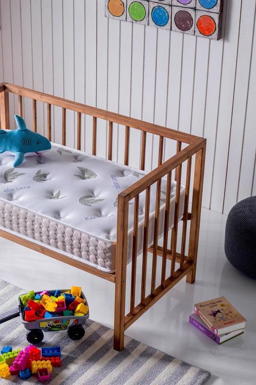 Aloe Vera Park Yatak, Bebek Yatağı, Beşik Yatağı, Anne Yanı, Oyun Parkı Yatağı, Örme Kumaşlı - 10 Cm