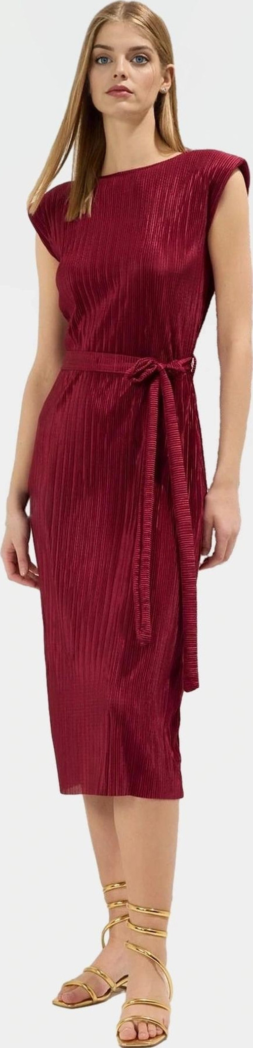 Şık Kadın Midi Boy Pilise Elbise Polyester Kumaş Günlük Kullanım Konforlu Kesim Kaliteli İşçilik