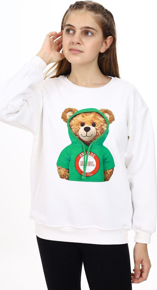 Angelos Gırls Kız Çocuk Ayıcık Baskılı Sweatshirt 7-13 Yaş Lx282