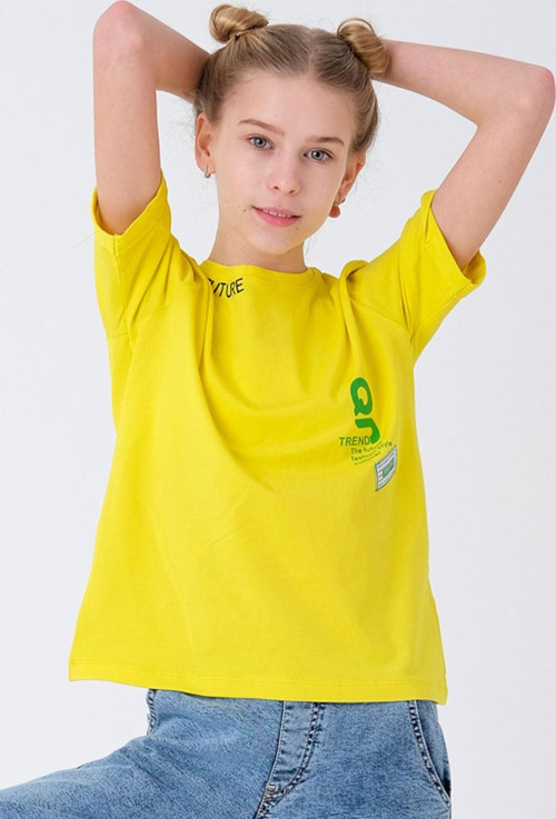 Style Chıld Kız Çocuk Sarı Baskılı T-Shirt T1904