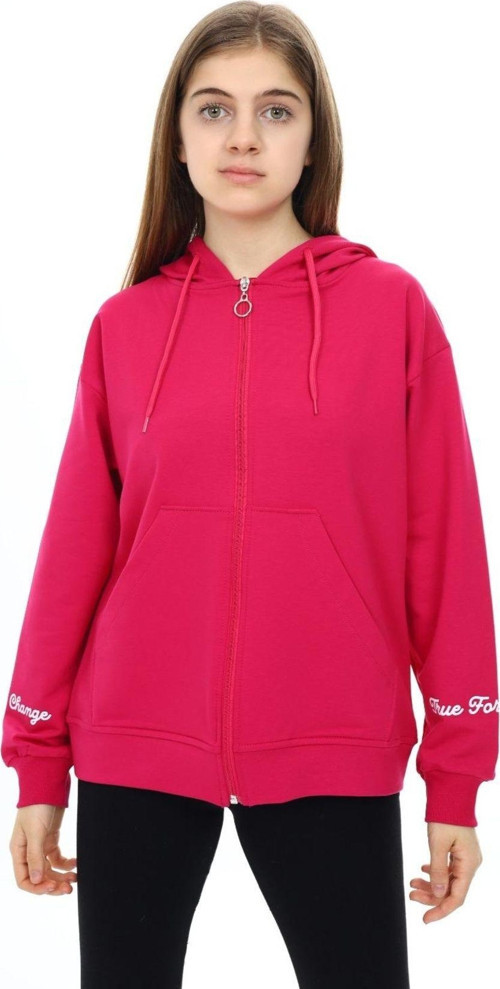 Angelos Gırls Kız Çocuk Fermuarlı Kapüşonlu Sweatshirt 2 İplik 9-14 Yaş Wap7123