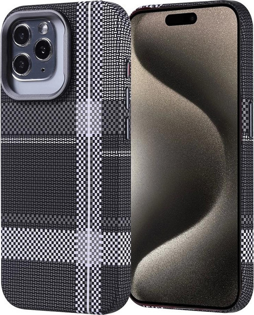 Apple iPhone 15 Pro Kılıf M-safe Şarj Özellikli Karbon Fiber Görünümlü Zore Nekst Kapak