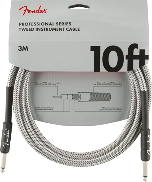 Professional 3 Metre Beyaz Tweed Enstrüman Kablo