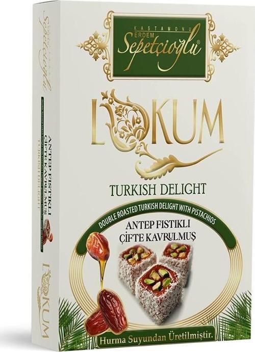 Antep Fıstıklı Çifte Kavrulmuş Lokum (Hurma Sulu) 240G