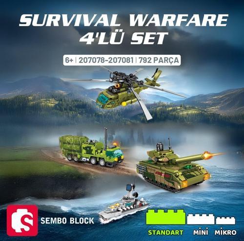 Survival Warfare 4'lü Askeri Araçlar Yapı Bloğu Seti 792 Parça
