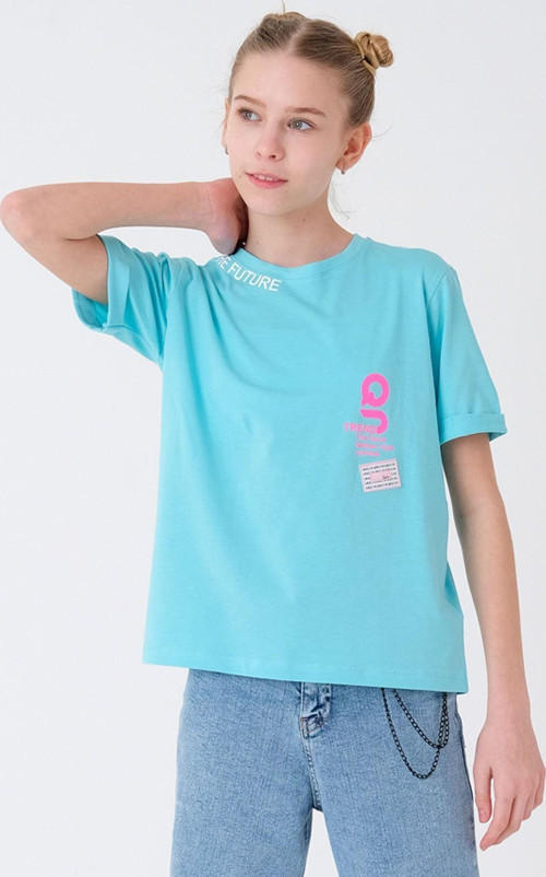 Style Chıld Kız Çocuk Turkuaz Baskılı T-Shirt T1904