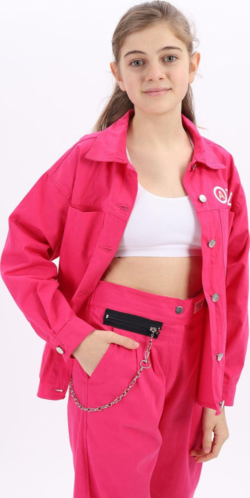 Angelos Gırls Kız Çocuk Trend Baskılı Gabardin Ceket Px691