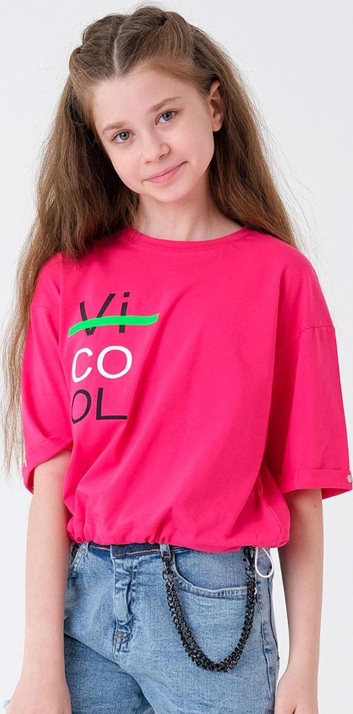Fuşya Kız Çocuk Beli Ayarlanabilir T-Shirt H02