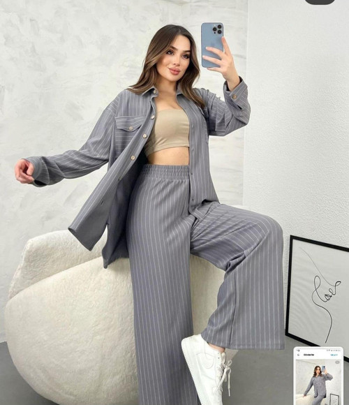 Kadın Takım- Gömlek Ve Pantolonlu At-Üst Takım S-M-L-Xl 124Kdn
