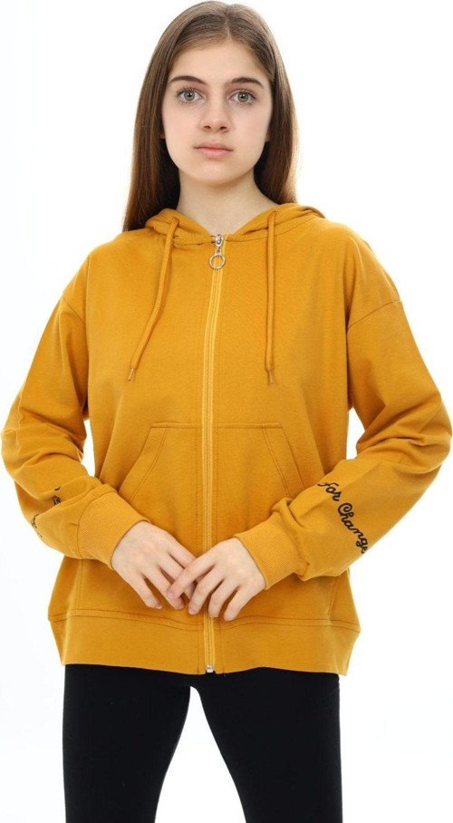 Angelos Gırls Kız Çocuk Fermuarlı Kapüşonlu Sweatshirt 2 İplik 9-14 Yaş Wap7123
