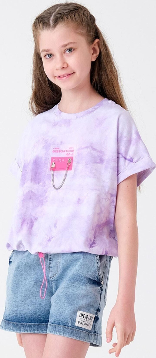 Kız Çocuk Beli Ayarlanabilir Batik T-Shirt 7-14 Yaş